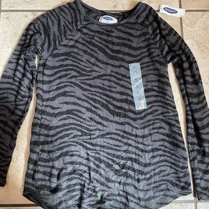 Black and gray long sleeve zebra print shirt